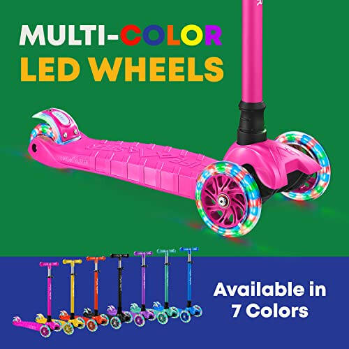 Kids Scooter - Children and Toddler 3 Wheel Kick Scooter - LED Wheel Lights Illuminate When Rolling Lifemaster - 6