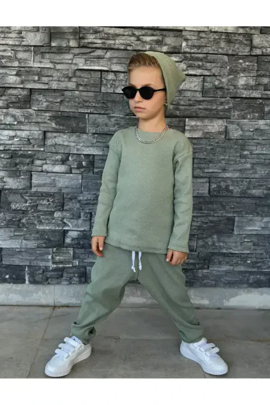 Kids shalwar bohemian set loose-green - 2