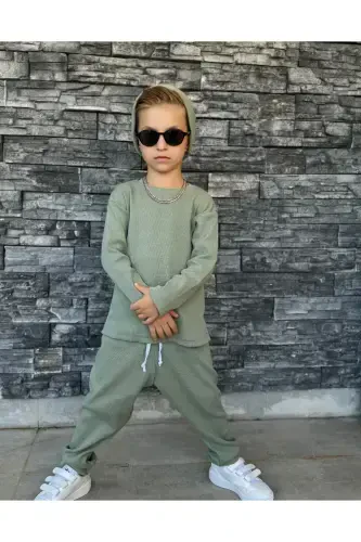 Kids shalwar bohemian set loose-green - 3