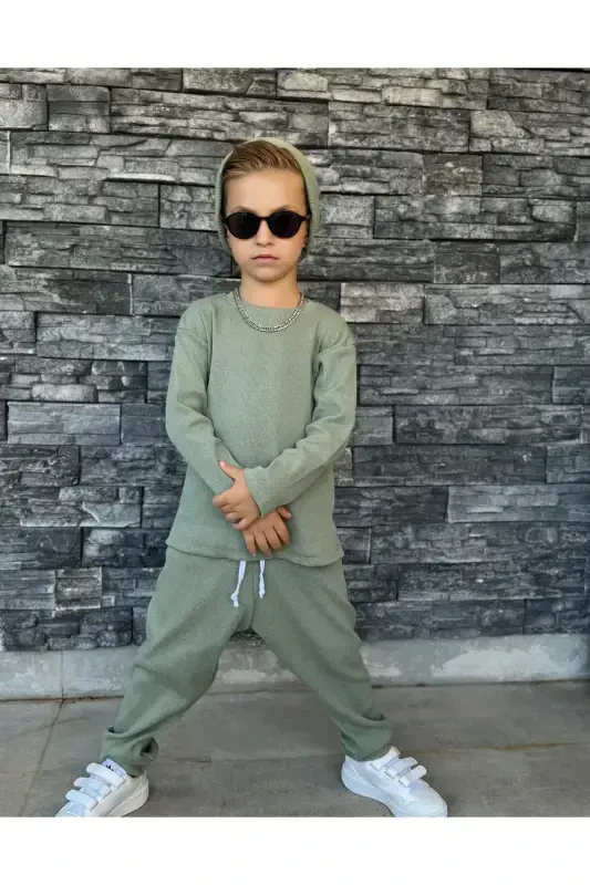 Kids shalwar bohemian set loose-green - 3