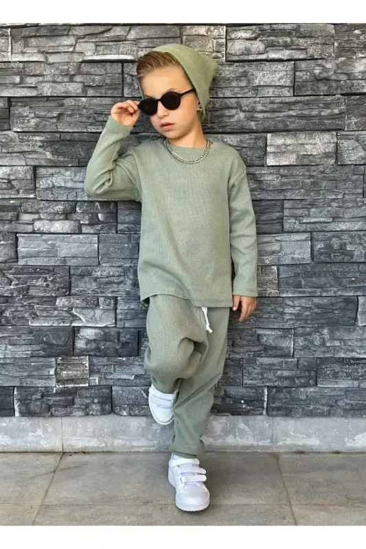 Kids shalwar bohemian set loose-green - 6