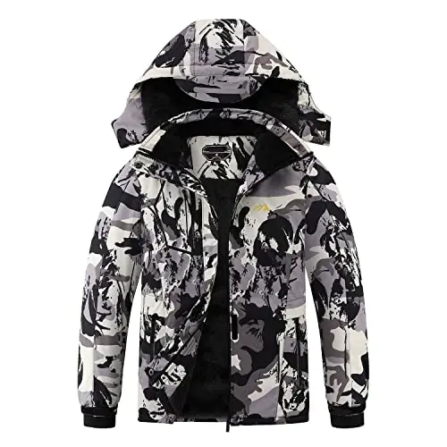 Kid's Ski Jacket Winter Waterproof Coat girls boys Fleece Snowboarding Jackets with Detachable Hood - 1
