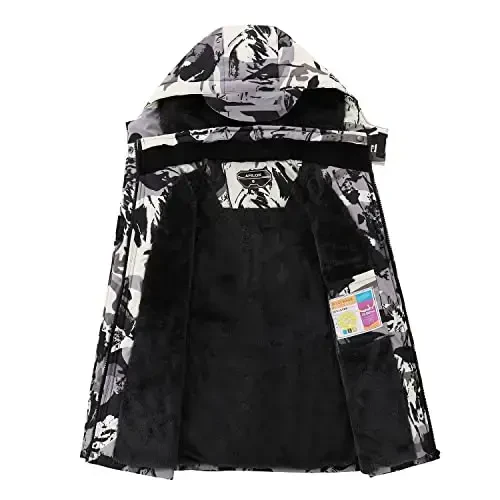 Kid's Ski Jacket Winter Waterproof Coat girls boys Fleece Snowboarding Jackets with Detachable Hood - 2