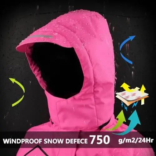 Kid's Ski Jacket Winter Waterproof Coat girls boys Fleece Snowboarding Jackets with Detachable Hood - 3