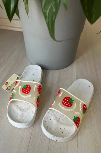 Kids' Slippers Beach Pool Mermaid Boy Girl Slippers-Red Strawberry 