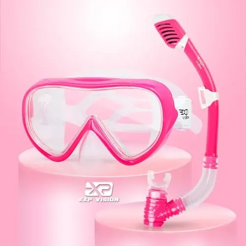 Kids Snorkel Set, Child Diving Mask Anti-Fog Swim Goggles and Dry Snorkel Children Snorkeling Gear for Youth Boys Girls Age 4-14 