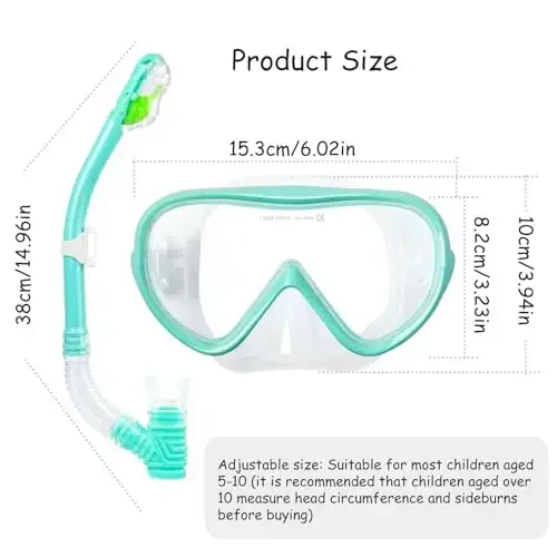Kids Snorkel Set, Child Diving Mask Anti-Fog Swim Goggles and Dry Snorkel Children Snorkeling Gear for Youth Boys Girls Age 4-14 - 5