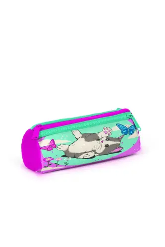 Kids Su Yeşili Pembe Kedi Desenli 3’lü Okul Çanta Seti SET0123707-Su Yeşili Pembe - 3
