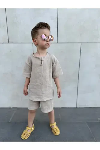 Kids Summer Bohemian Set-beige - 1