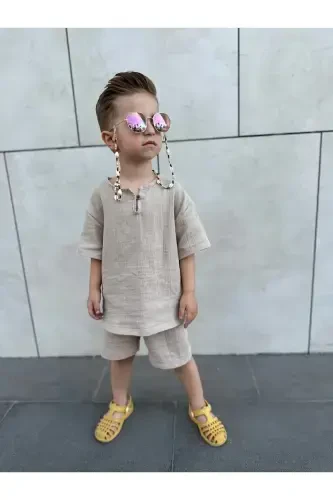 Kids Summer Bohemian Set-beige - Modazone (1)