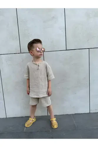 Kids Summer Bohemian Set-beige - 3
