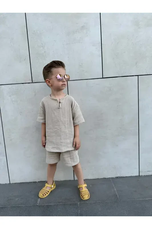 Kids Summer Bohemian Set-beige - 3