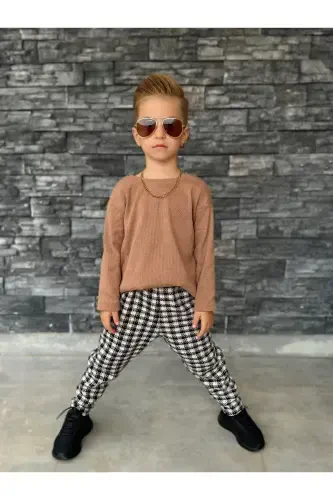 Kids summer bohemian trousers Set-coffee - 1