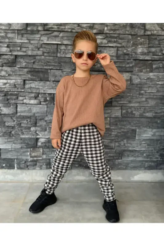 Kids summer bohemian trousers Set-coffee - 2