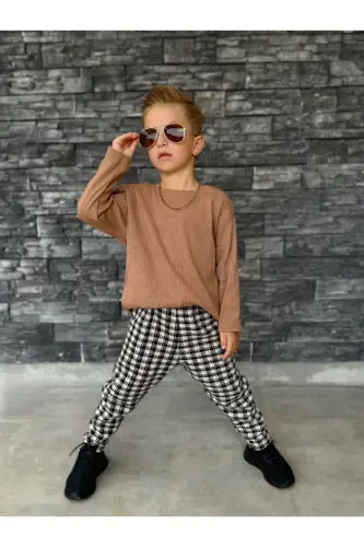 Kids summer bohemian trousers Set-coffee - 3