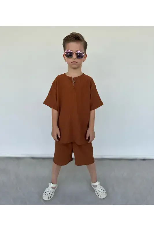 Kids Summer T-Shirt Set-Tan - 1