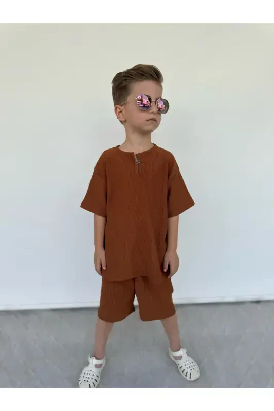 Kids Summer T-Shirt Set-Tan - 2