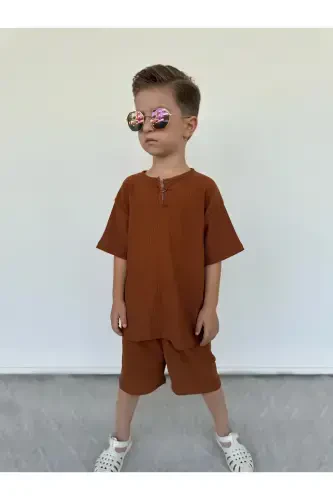 Kids Summer T-Shirt Set-Tan - 3