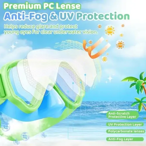Kids Swim Goggles with Nose Cover, Fabric Strap Swim Mask Anti Fog 3-15 | Swimming Goggles Kids Toddler Youth No Leak UV Protection Anti Shattered Clear View Liquid Silicone Pool Beach Diving Mask - 4