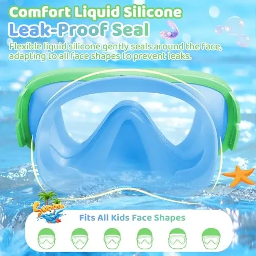 Kids Swim Goggles with Nose Cover, Fabric Strap Swim Mask Anti Fog 3-15 | Swimming Goggles Kids Toddler Youth No Leak UV Protection Anti Shattered Clear View Liquid Silicone Pool Beach Diving Mask - 5