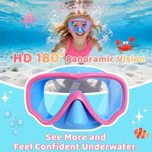 Kids Swim Goggles with Nose Cover, Fabric Strap Swim Mask No Leak 3-14 | Swimming Goggles Toddler Boys Girls Youth Anti Fog UV Protection Clear View Liquid Silicone Diving Mask Underwater Pool Beach - 6