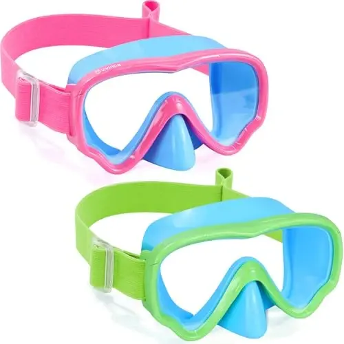 Kids Swim Goggles with Nose Cover, Fabric Strap Swim Mask No Leak 3-14 | Swimming Goggles Toddler Boys Girls Youth Anti Fog UV Protection Clear View Liquid Silicone Diving Mask Underwater Pool Beach - 1