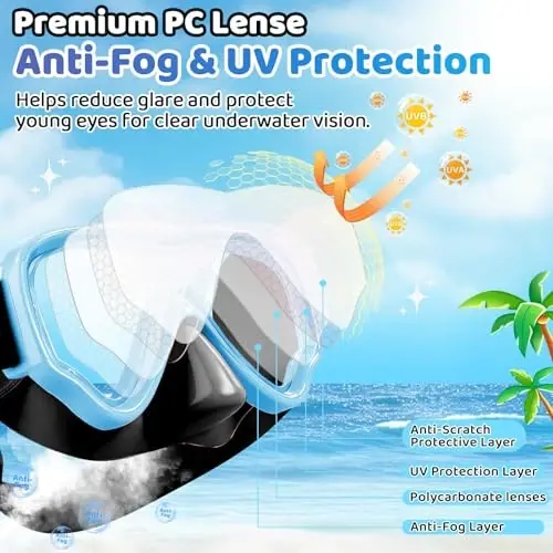 Kids Swim Goggles with Nose Cover, Fabric Strap Swim Mask No Leak 3-14 | Swimming Goggles Toddler Boys Girls Youth Anti Fog UV Protection Clear View Liquid Silicone Diving Mask Underwater Pool Beach - 4