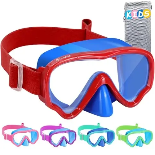 Kids Swim Goggles with Nose Cover, Fabric Strap Swim Mask No Leak 3-14 | Swimming Goggles Toddler Boys Girls Youth Anti Fog UV Protection Clear View Liquid Silicone Diving Mask Underwater Pool Beach - 1