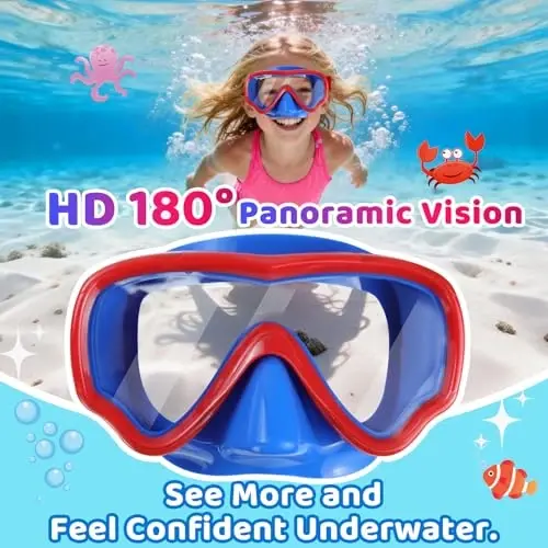 Kids Swim Goggles with Nose Cover, Fabric Strap Swim Mask No Leak 3-14 | Swimming Goggles Toddler Boys Girls Youth Anti Fog UV Protection Clear View Liquid Silicone Diving Mask Underwater Pool Beach - 6