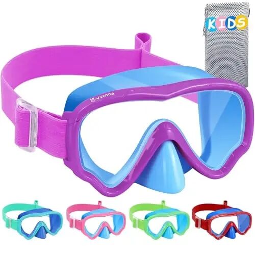 Kids Swim Goggles with Nose Cover, Fabric Strap Swim Mask No Leak 3-14 | Swimming Goggles Toddler Boys Girls Youth Anti Fog UV Protection Clear View Liquid Silicone Diving Mask Underwater Pool Beach - Kids