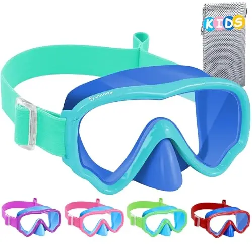 Kids Swim Goggles with Nose Cover, Fabric Strap Swim Mask No Leak 3-14 | Swimming Goggles Toddler Boys Girls Youth Anti Fog UV Protection Clear View Liquid Silicone Diving Mask Underwater Pool Beach - 1