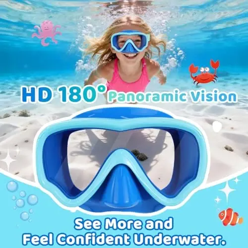 Kids Swim Goggles with Nose Cover, Fabric Strap Swim Mask No Leak 3-14 | Swimming Goggles Toddler Boys Girls Youth Anti Fog UV Protection Clear View Liquid Silicone Diving Mask Underwater Pool Beach - 6