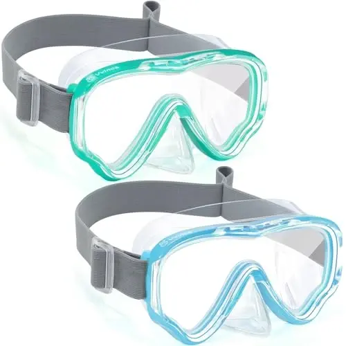 Kids Swim Goggles with Nose Cover, Fabric Strap Swim Mask No Leak 3-14 | Swimming Goggles Toddler Boys Girls Youth Anti Fog UV Protection Clear View Liquid Silicone Diving Mask Underwater Pool Beach - 1