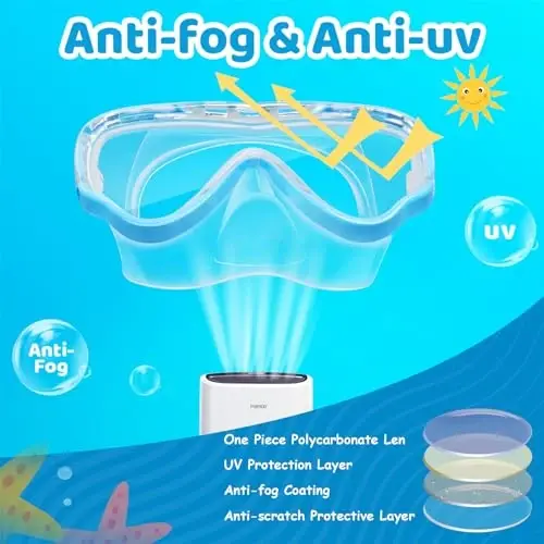 Kids Swim Goggles with Nose Cover, Fabric Strap Swim Mask No Leak 3-14 | Swimming Goggles Toddler Boys Girls Youth Anti Fog UV Protection Clear View Liquid Silicone Diving Mask Underwater Pool Beach - 5