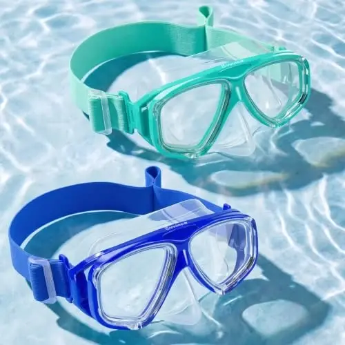 Kids Swim Goggles with Nose Cover, Fabric Strap Swim Mask No Leak 3-14 | Swimming Goggles Toddler Boys Girls Youth Anti Fog UV Protection Clear View Liquid Silicone Diving Mask Underwater Pool Beach - 1