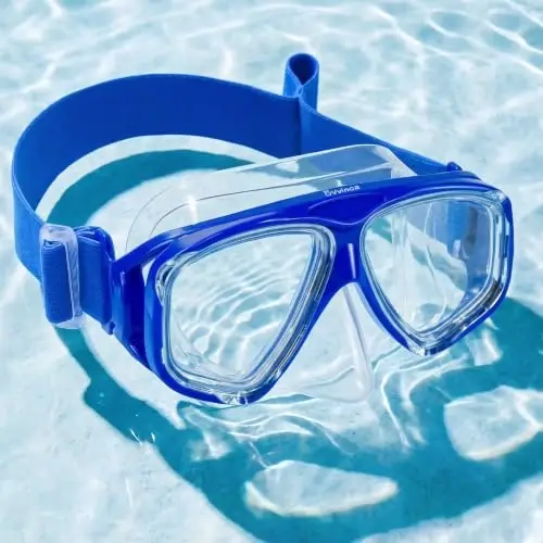 Kids Swim Goggles with Nose Cover, Fabric Strap Swim Mask No Leak 3-14 | Swimming Goggles Toddler Boys Girls Youth Anti Fog UV Protection Clear View Liquid Silicone Diving Mask Underwater Pool Beach - 1