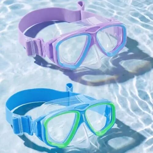 Kids Swim Goggles with Nose Cover, Fabric Strap Swim Mask No Leak 3-14 | Swimming Goggles Toddler Boys Girls Youth Anti Fog UV Protection Clear View Liquid Silicone Diving Mask Underwater Pool Beach - Kids