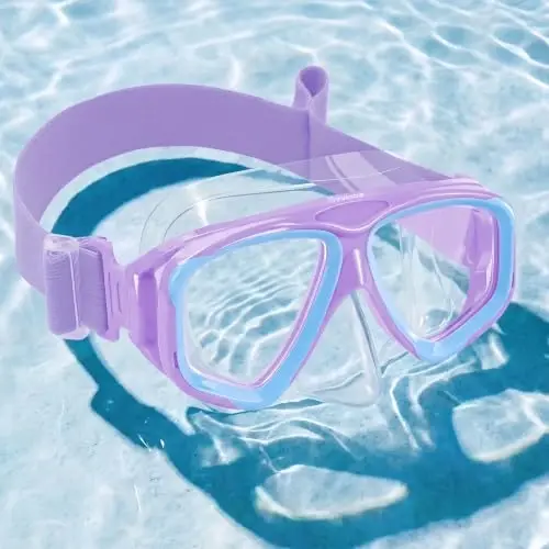 Kids Swim Goggles with Nose Cover, Fabric Strap Swim Mask No Leak 3-14 | Swimming Goggles Toddler Boys Girls Youth Anti Fog UV Protection Clear View Liquid Silicone Diving Mask Underwater Pool Beach - 1