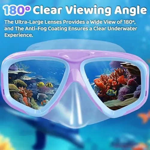 Kids Swim Goggles with Nose Cover, Fabric Strap Swim Mask No Leak 3-14 | Swimming Goggles Toddler Boys Girls Youth Anti Fog UV Protection Clear View Liquid Silicone Diving Mask Underwater Pool Beach - 6