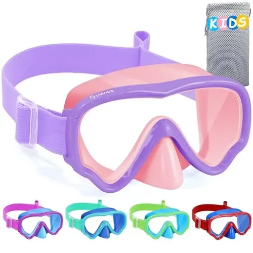 Kids Swim Goggles with Nose Cover, Fabric Strap Swim Mask No Leak 3-14 | Swimming Goggles Toddler Boys Girls Youth Anti Fog UV Protection Clear View Liquid Silicone Diving Mask Underwater Pool Beach - 1