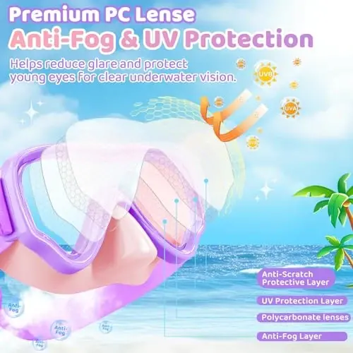 Kids Swim Goggles with Nose Cover, Fabric Strap Swim Mask No Leak 3-14 | Swimming Goggles Toddler Boys Girls Youth Anti Fog UV Protection Clear View Liquid Silicone Diving Mask Underwater Pool Beach - 4