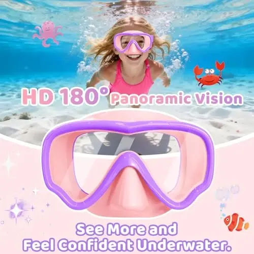 Kids Swim Goggles with Nose Cover, Fabric Strap Swim Mask No Leak 3-14 | Swimming Goggles Toddler Boys Girls Youth Anti Fog UV Protection Clear View Liquid Silicone Diving Mask Underwater Pool Beach - 6
