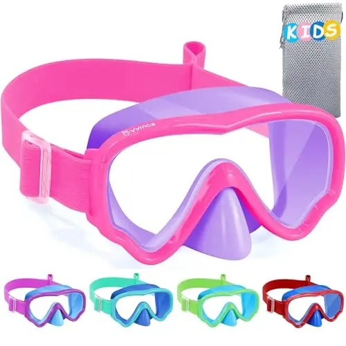 Kids Swim Goggles with Nose Cover, Fabric Strap Swim Mask No Leak 3-14 | Swimming Goggles Toddler Boys Girls Youth Anti Fog UV Protection Clear View Liquid Silicone Diving Mask Underwater Pool Beach - 1
