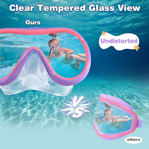 Kids Swim Goggles with Nose Cover Unique Frame Design 180° Panoramic Clear Tempered Glass View Snorkel Diving Mask No Leaking Easy to Adjust Swimming Goggles for Kids Toddler Girls Boys Aged 3 to 10 - 6