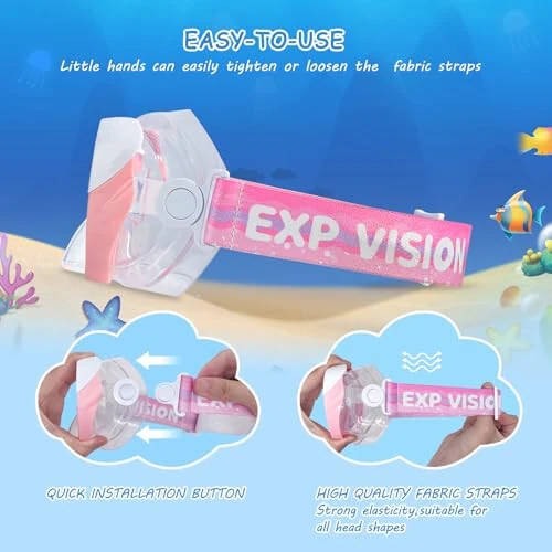 Kids Swim Mask - Ultimate 180° Kids Swim Goggles Anti-Fog Child Diving Mask Leak-Proof Kids Goggles with Nose Cover and Fabric Strap for Ages 4-14 for Swimming, Snorkeling Diving - 5