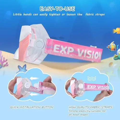 Kids Swim Mask - Ultimate 180° Kids Swim Goggles Anti-Fog Child Diving Mask Leak-Proof Kids Goggles with Nose Cover and Fabric Strap for Ages 4-14 for Swimming, Snorkeling Diving - 5