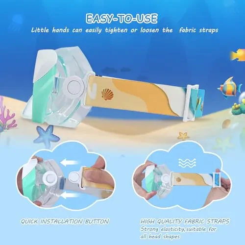 Kids Swim Mask - Ultimate 180° Kids Swim Goggles Anti-Fog Child Diving Mask Leak-Proof Kids Goggles with Nose Cover and Fabric Strap for Ages 4-14 for Swimming, Snorkeling Diving - 5
