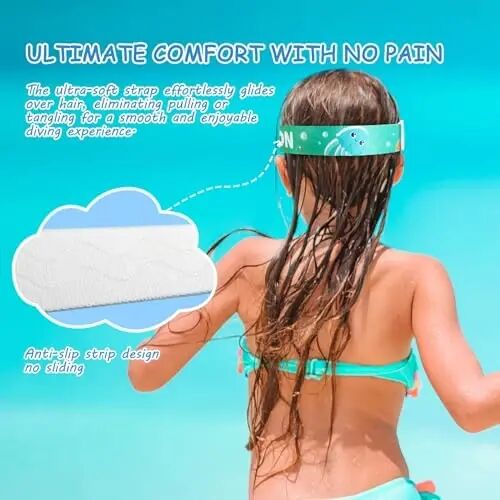 Kids Swim Mask - Ultimate 180° Kids Swim Goggles Anti-Fog Child Diving Mask Leak-Proof Kids Goggles with Nose Cover and Fabric Strap for Ages 4-14 for Swimming, Snorkeling Diving - 7