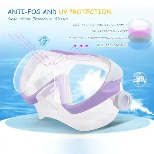 Kids Swim Mask - Ultimate 180° Kids Swim Goggles Anti-Fog Child Diving Mask Leak-Proof Kids Goggles with Nose Cover and Fabric Strap for Ages 4-14 for Swimming, Snorkeling Diving - 4