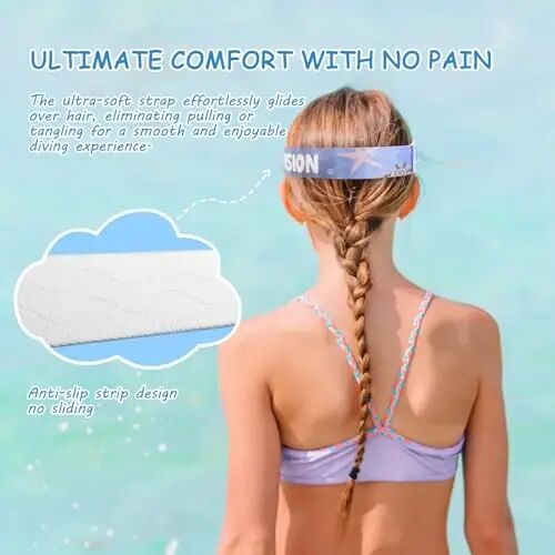 Kids Swim Mask - Ultimate 180° Kids Swim Goggles Anti-Fog Child Diving Mask Leak-Proof Kids Goggles with Nose Cover and Fabric Strap for Ages 4-14 for Swimming, Snorkeling Diving - 6